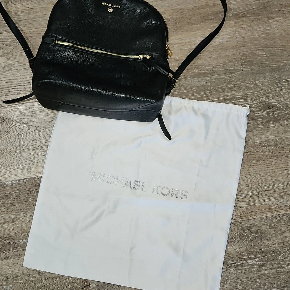 Michael Kors Dallas Black Pebble Leather Backpack